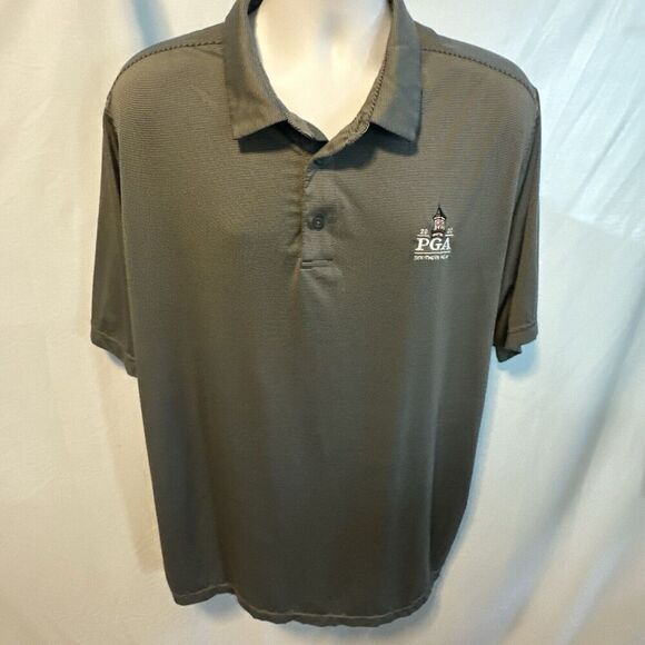 PGA Under Armour Shirt Mens Large Southern Hills 2022 Gray Striped Golf Polo 2xl - Picture 1 of 7